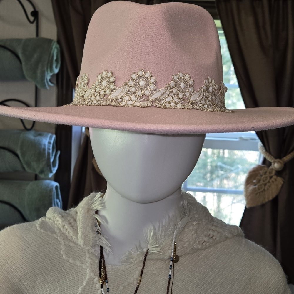 New! Elegant Pink Fedora - Picture 2 of 3